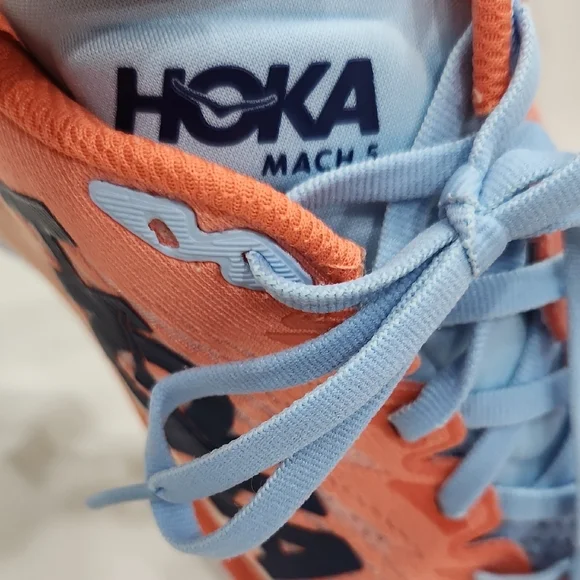 Hoka Women's Mach 5 Coral and Blue Athletic Shoes Size 9 - Picture 2 of 9